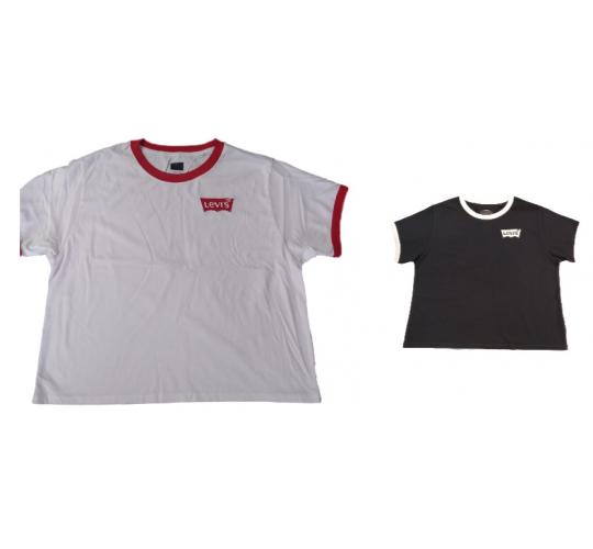 20 Levi's Women's T Shirt Top The Perfect Graphic Tee Black White Batwing Logo New