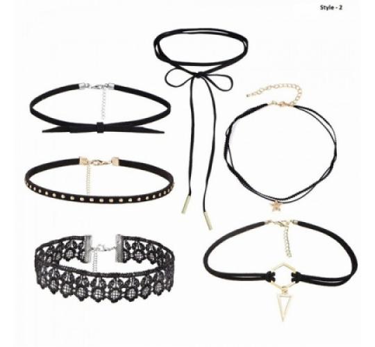 One Off Joblot of 7 Ladies Five Piece Black Choker Necklace Sets