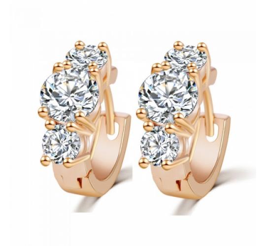 One Off Joblot of 19 Cubic Zirconia Triple Crystal Hoop Earrings In Gold