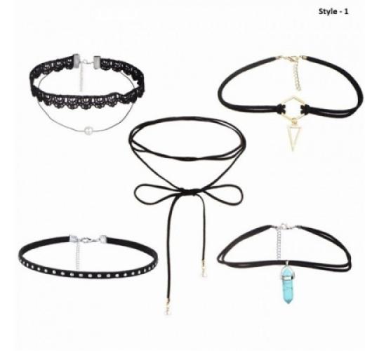 One Off Joblot of 8 Ladies Five Piece Black Choker Necklace Sets