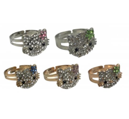 One Off Joblot Of 165 Mixed Silver & Gold Kitten Rings With Coloured Flowers