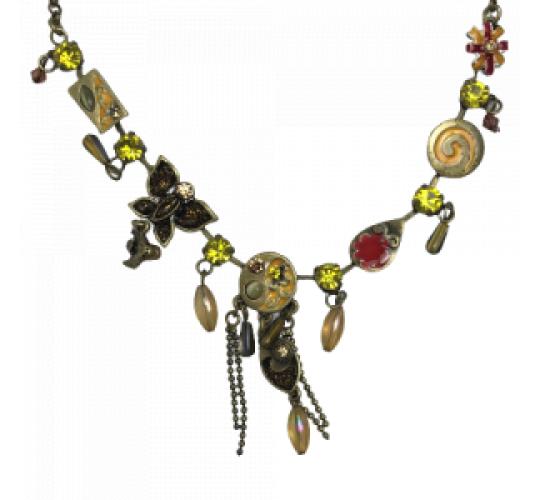 One Off Joblot of 14 Mosaic Gems & Stylish Metal Pendants Necklaces Jewellery