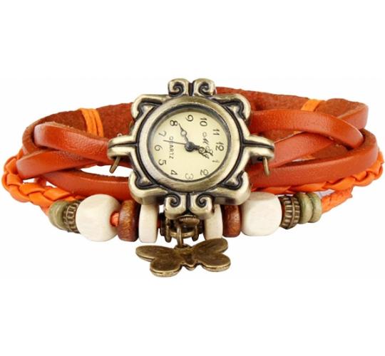 Wholesale Joblot of 10 Womens Orange Leather Charm Bohemian Watches