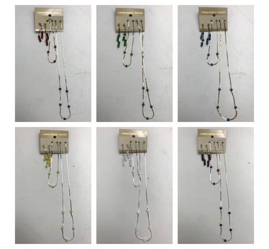 Wholesale Joblot Of 24 Mixed Colour Fashion Earrings, Bracelet & Necklace Sets