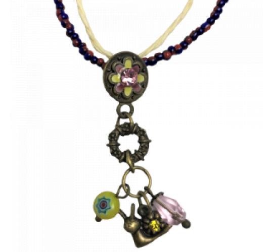 One Off Joblot Of 90 Coloured Beaded Rope Snail Pendant Necklaces