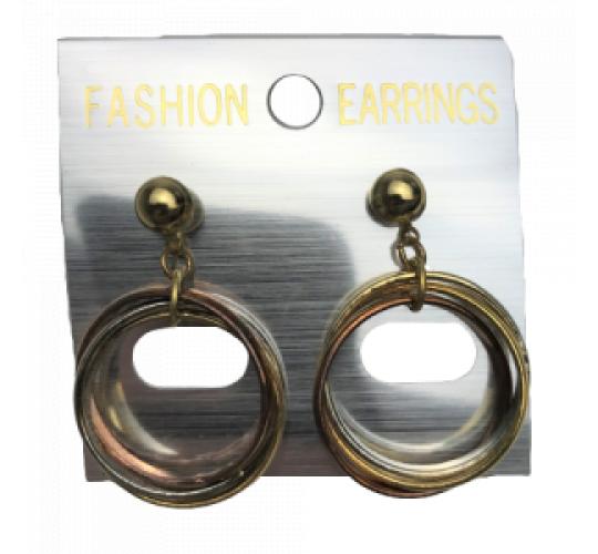 Wholesale Joblot of 30 Multicoloured Tri-Ring Fashion Earrings