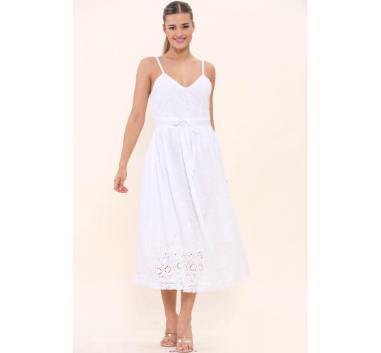 Cotton Summer Long White Beach Dress # 9004