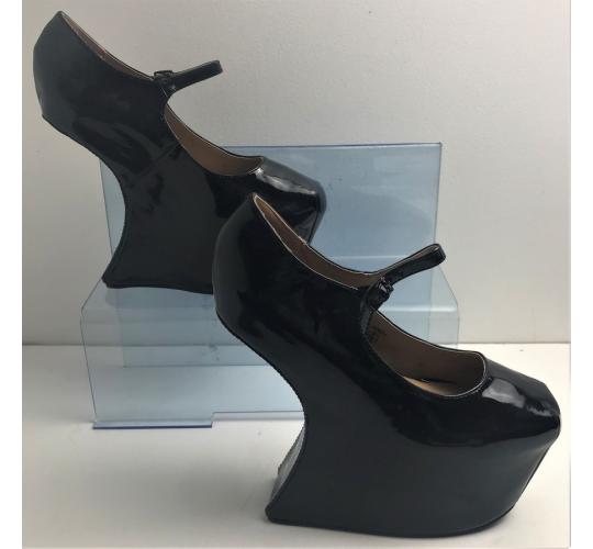 One Off Joblot of 10 Publicite Glossy Black Platform Heels Sizes 3-8 WRD1