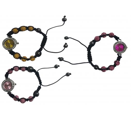 Wholesale Joblot of 20 Shamballa Bead Watches Pink And Gold