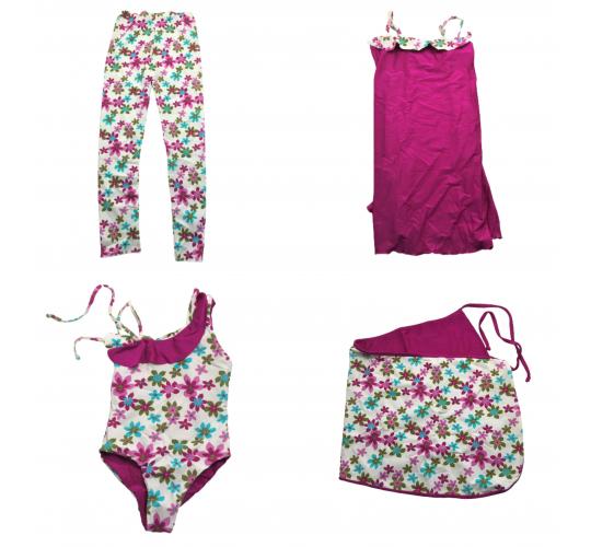 One Off Joblot of 7 Azaryah Girls White Floral Mixed Luxury Childrens Swimwear