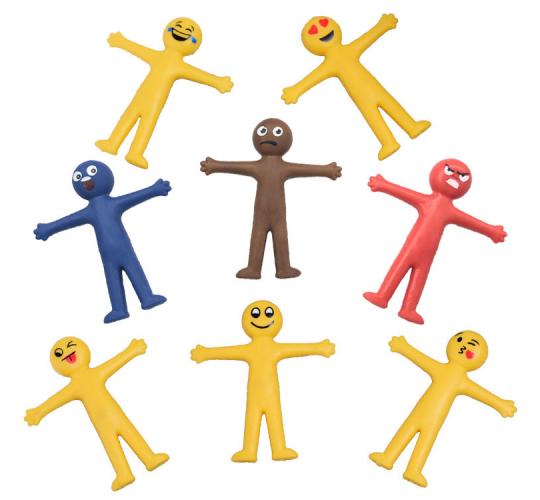 Joblot of 1000 emoji stretchy men - assorted colours ideal party bag favours