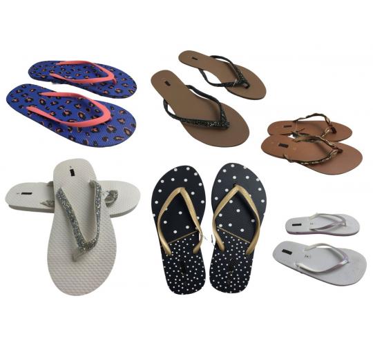 One Off Joblot of 13 Ladies Ex-Chain Store Flip-Flops in Various Styles Size 3-6