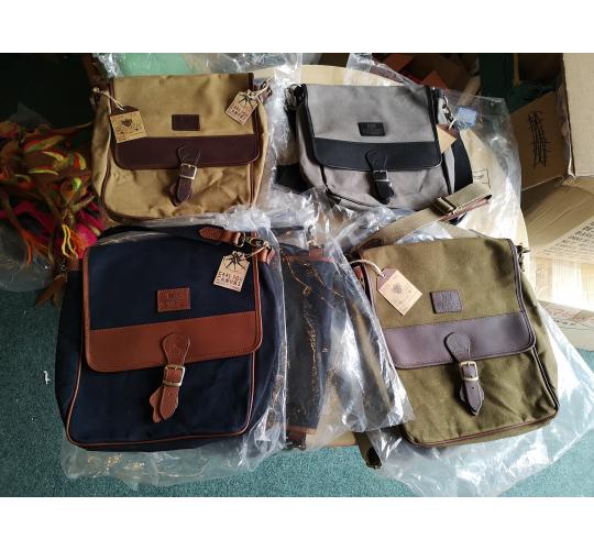 x8 Waxed Canvas Cross Body Messenger Man Bag by The British Bag Company  - Mixed Colours 