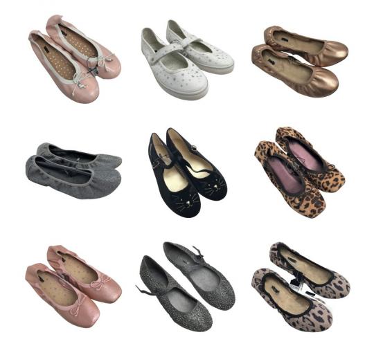 One Off Joblot of 21 Ladies De-Branded Mixed Slip-On Shoes & Slippers Sizes 3-5