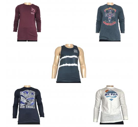 One Off Joblot of 9 Mens De-Branded Mixed Long Sleeve T-Shirts & Tank Tops