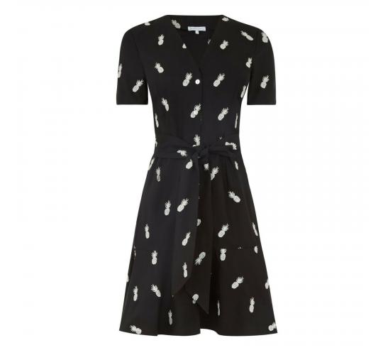 10 x Warehouse Pineapple Embroidery Button Through Belted Shirt Dress Bnwt New