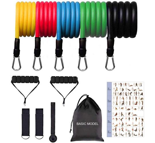 17 x Basic Model Resistance Bands Set for Men Exercise Bands Set Fitness Stretch Bands 12PC for Resistance Training Physical Therapy Home Workouts