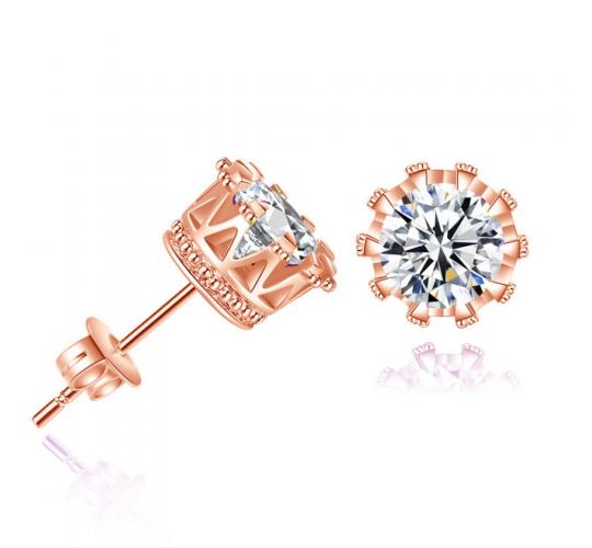 20pc Rosegold Crown Design Crystal Stud Earrings I GCJ233