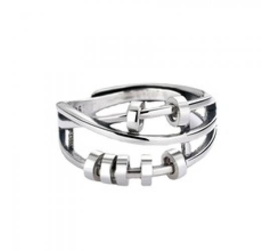 10pc Triple Band Fidget Meditation Adjustable Ring with 7 Moving Rings I GCJ276 -Silver
