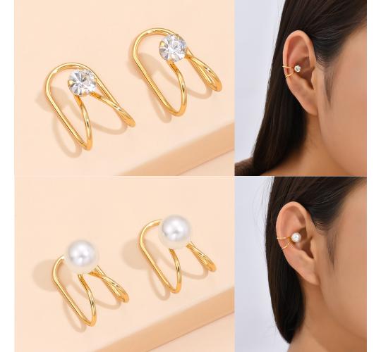 20pc Stainless Steel Ear Cuff Earrings in Two Styles I GCJ502- Pearl/Crystal
