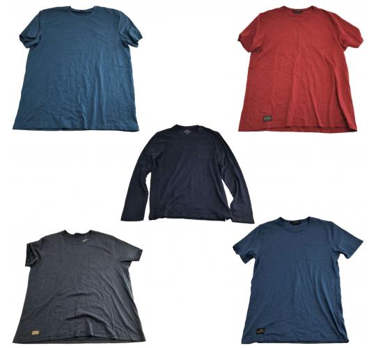 One Off Joblot of 11 Mens Mixed Colour De-Branded T-Shirts - Short & Long Sleeve