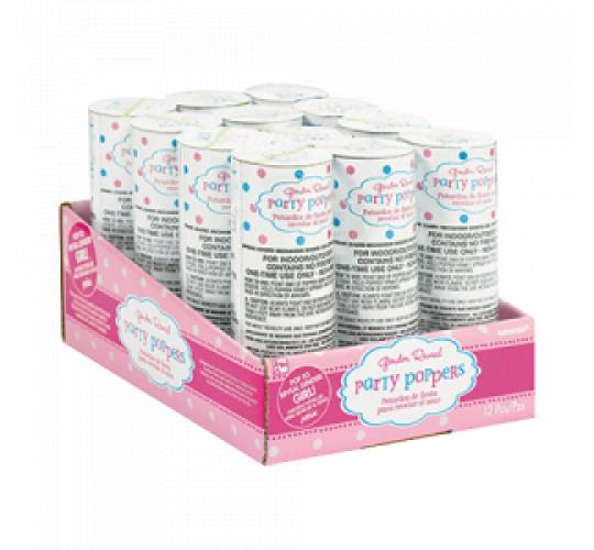 One Off Joblot of 24 Amscan Girl Gender Reveal Foil Confetti Poppers (12Pcs)