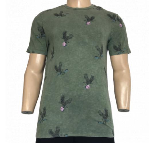 One Off Joblot of 14 Mens De-Branded Green Eagle Print T-Shirts Size XS-2XL