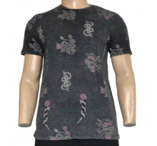 One Off Joblot of 17 Mens De-Branded Black Snake Print T-Shirts Size XS-2XL