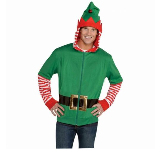 One Off Joblot of 116 Amscan Mens Christmas Elf Hoodie Fancy Dress One Size