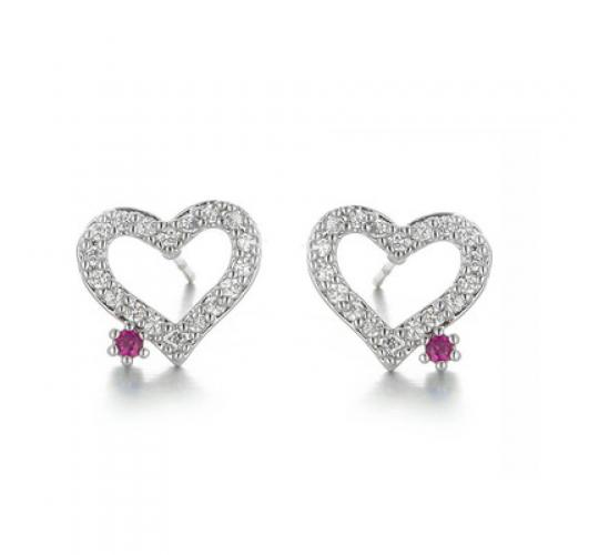 10pc_Crystal Love Heart Studs Earrings with Small Red Crystal_UK Seller_GCJ534