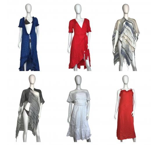 One Off Joblot of 14 Womens Mixed De-Branded Beachwear - Dresses, Skirts, Etc.