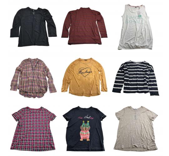 Wholesale Joblot of 33 Womens Mixed De-Branded Tops - Everyday, Sport, Etc.