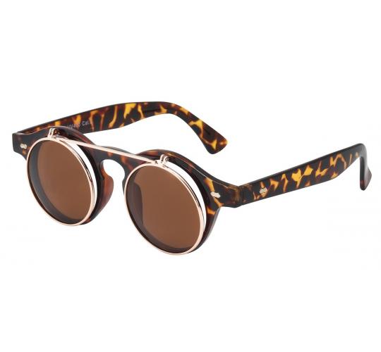 Wholesale Joblot of 60 Mens Round Double Lens Flip Sunglasses Tortoiseshell