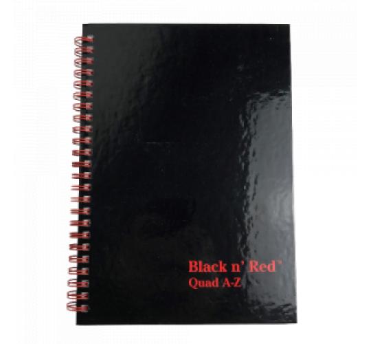 Wholesale Joblot of 25 Black n' Red Quad A-Z Wirebound Hardback A5 Notebook
