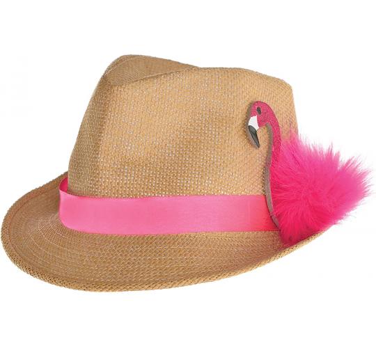 One Off Joblot of 60 Amscan Adults Flamingo Straw Fedora Hat