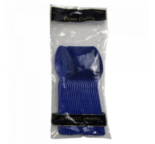 Wholesale Joblot of 48 Amscan Blue Plastic Spoons - Reusable (20Pcs)