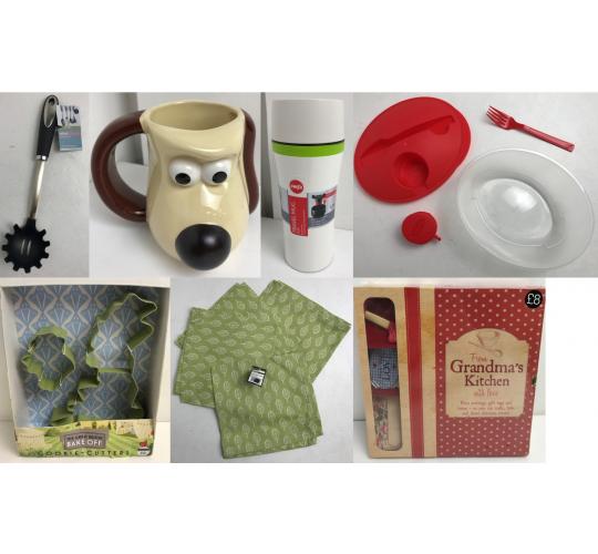 One Off Joblot of 45 Mixed Kitchen Stock - Mugs, Cookie-Cutters, Servers & More