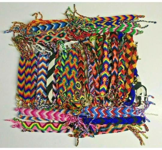 Wholesale Joblot Of 50 Handmade Macrame Wide Woven Friendship Bracelet Wraps
