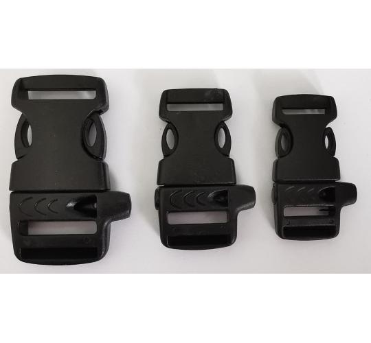 Wholesale Joblot Of 200 Emergency Survival Black Whistle Buckles 15, 20 & 25mm 