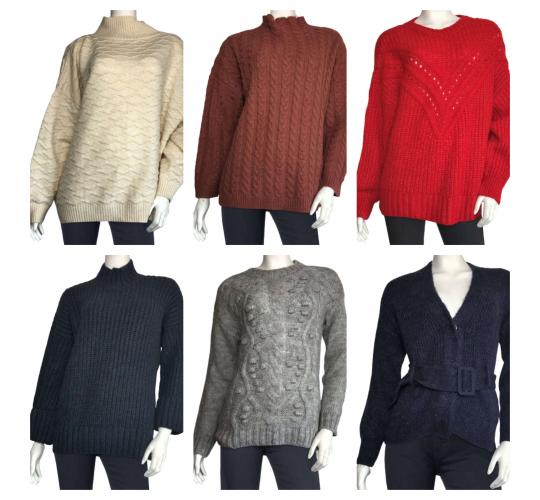 One Off Joblot of 17 Womens Mixed Style & Colour De-Branded Jumpers
