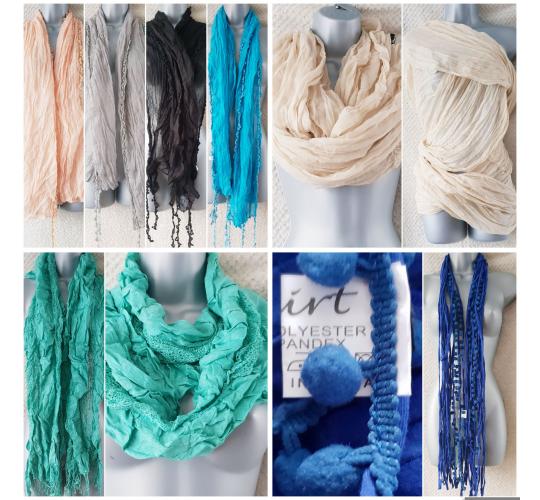 Lot (1) Flirt Summer Scarves & Cowls 5 designs 43 pieces
