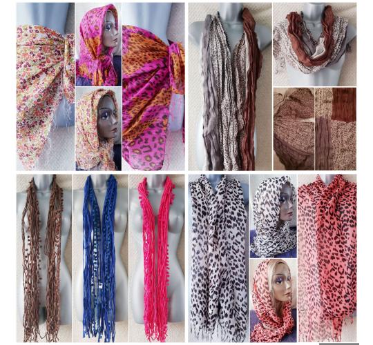 Lot (2) Flirt Summer Scarves & Wraps 7 designs 55 pieces