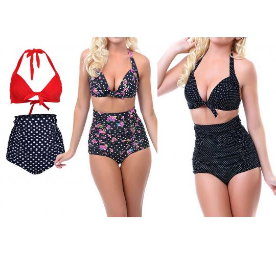 20 x High Waist Bikini Swimwear Push Up Padded Bra Swimsuit Set- UK Size 8-20