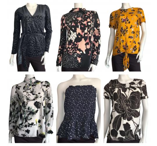 Wholesale Joblot of 13 Womens Mixed Style & Colour De-Branded Tops