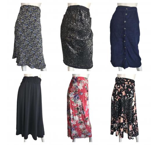 Wholesale Joblot of 15 Womens Mixed Style De-Branded Long Skirts