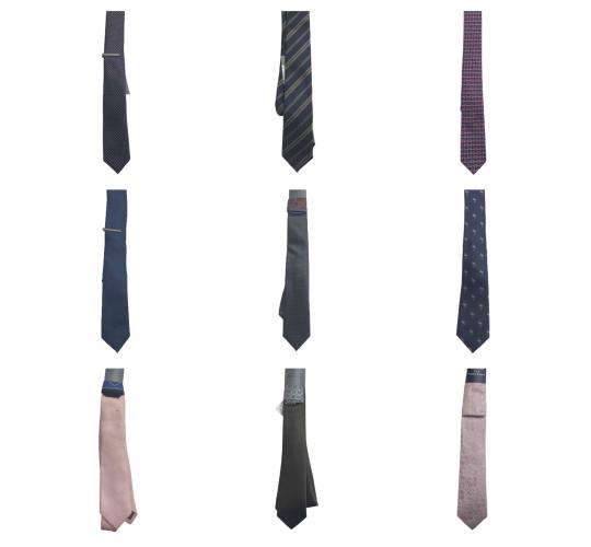 Wholesale Joblot of 25 Mixed Style De-Branded Ties - Pocket Square, Clips, Etc.
