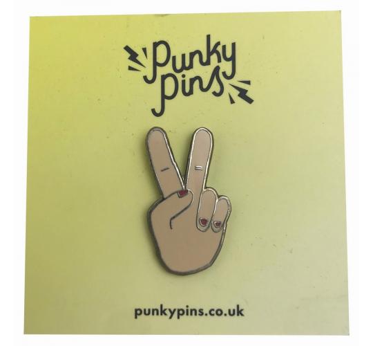 Wholesale Joblot of 25 Punky Pins Hand Peace Sign Design Enamel Pin