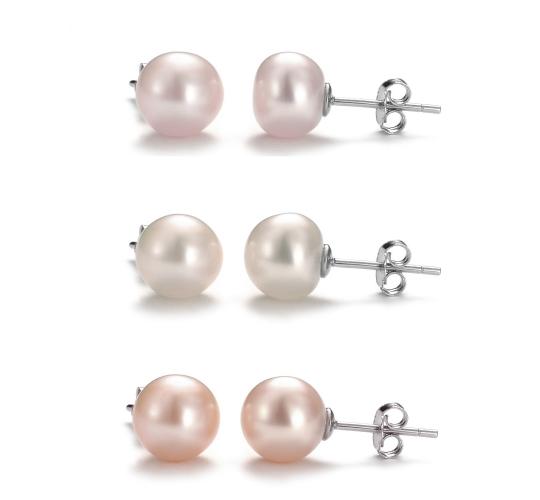 10pc_Sterling Silver Pearl Stud Earrings (White, Pink or Purple)_UK Seller_GCJE074Variable