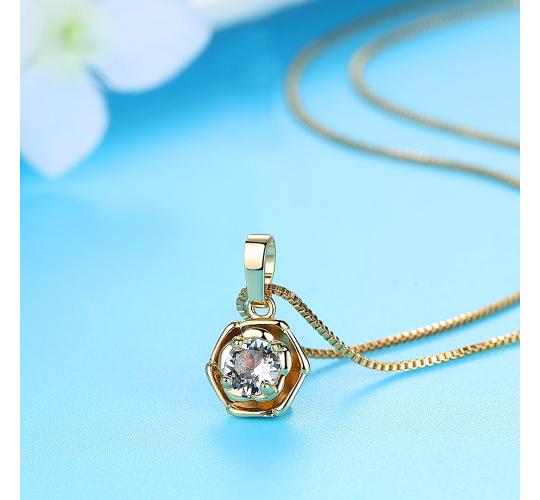 10pc_Gold Tone Flower Necklace Made with Premium Crystal_UK Seller_GCJ085