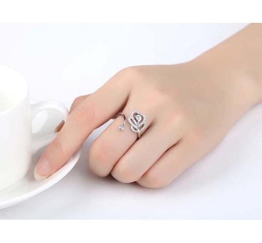 10pc_Open Flower Adjustable Ring Made with Premium Crystal_UK Seller_GCJ087